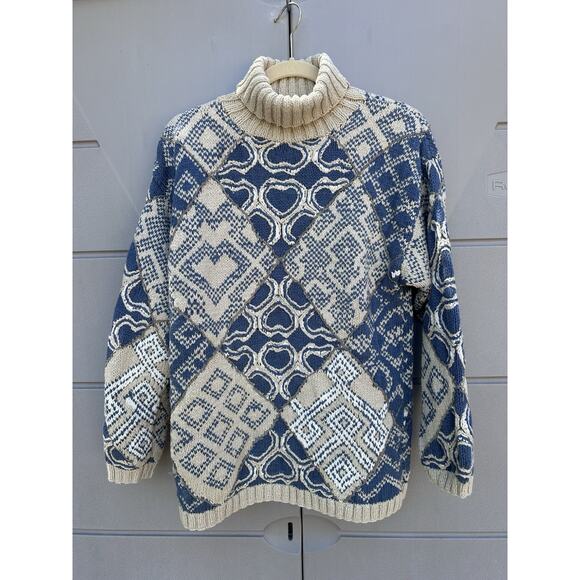 Vintage Express Tricot Ladies Turtleneck Sweater Ramie Cotton Sz M Cosby Grandpa - Picture 2 of 11